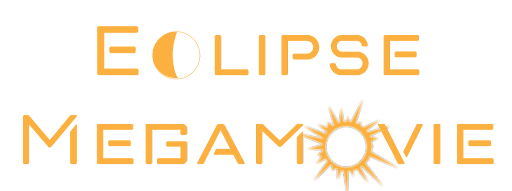 Text based logo reading Eclipse Megamovie; the c in eclipse is a half moon and o in movie is a sun
